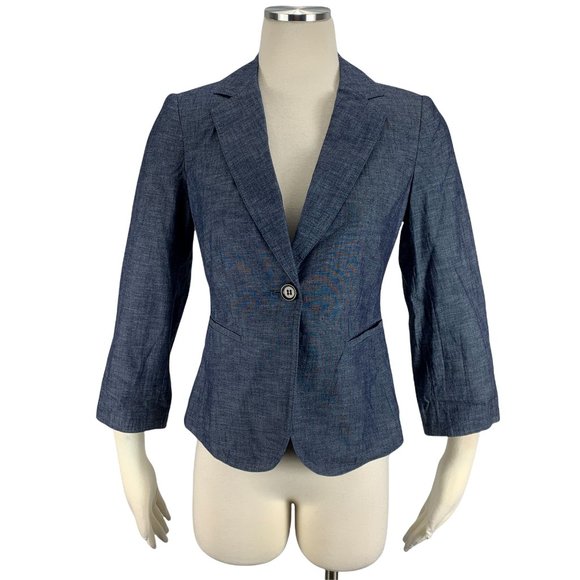 The Limited XS Blazer Jacket NWT 0 1 2 Denim Blue $125 Career Workwear - Picture 1 of 7